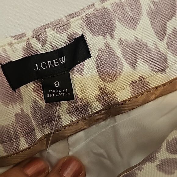 NWT J. Crew Pleated Linen Blend Pants in Lilac Giraffe Print size 8 - Picture 9 of 14